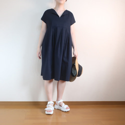 普段着ワンピ 透け感無し 秋冬もＯＫ ミディ丈 フレンチワンピース（コットン／全７色） 14枚目の画像