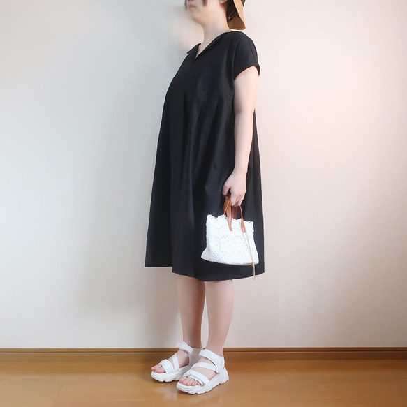 普段着ワンピ 透け感無し 秋冬もＯＫ ミディ丈 フレンチワンピース（コットン／全７色） 2枚目の画像