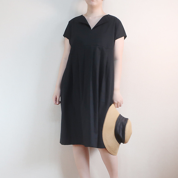 普段着ワンピ 透け感無し 秋冬もＯＫ ミディ丈 フレンチワンピース（コットン／全７色） 18枚目の画像
