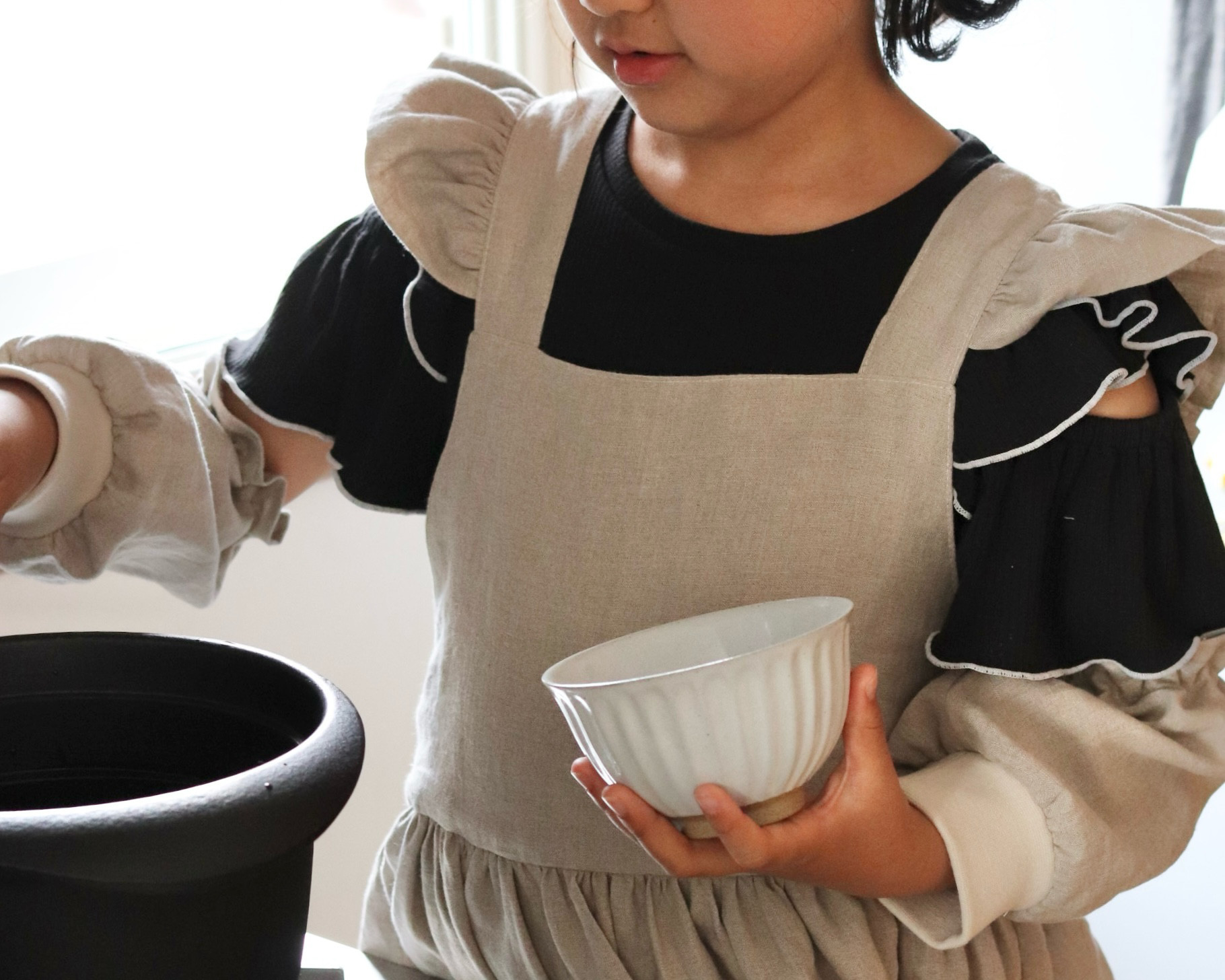 140-150サイズ【リネン】エプロンアームカバーセット
