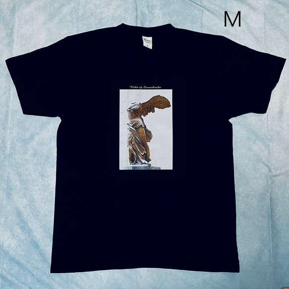 サモトラケのニケ　綿5.6オンスヘビーウェイトTシャツ 黒　SMLサイズ有り 1枚目の画像