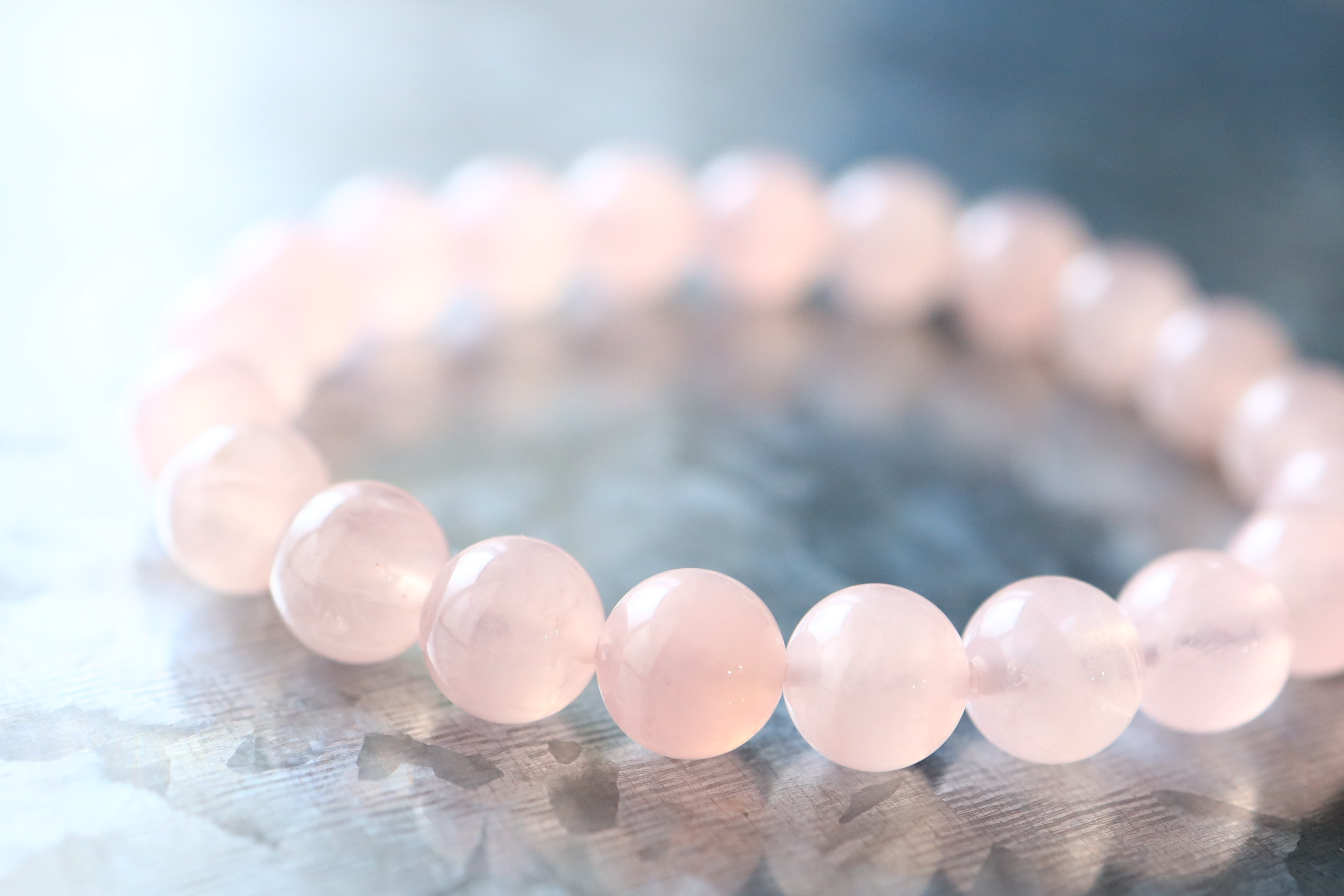 …☆プレミアムブレス☆宝石質：ミルキーローズクォーツ：約9ミリ☆天然石ブレスレット☆…