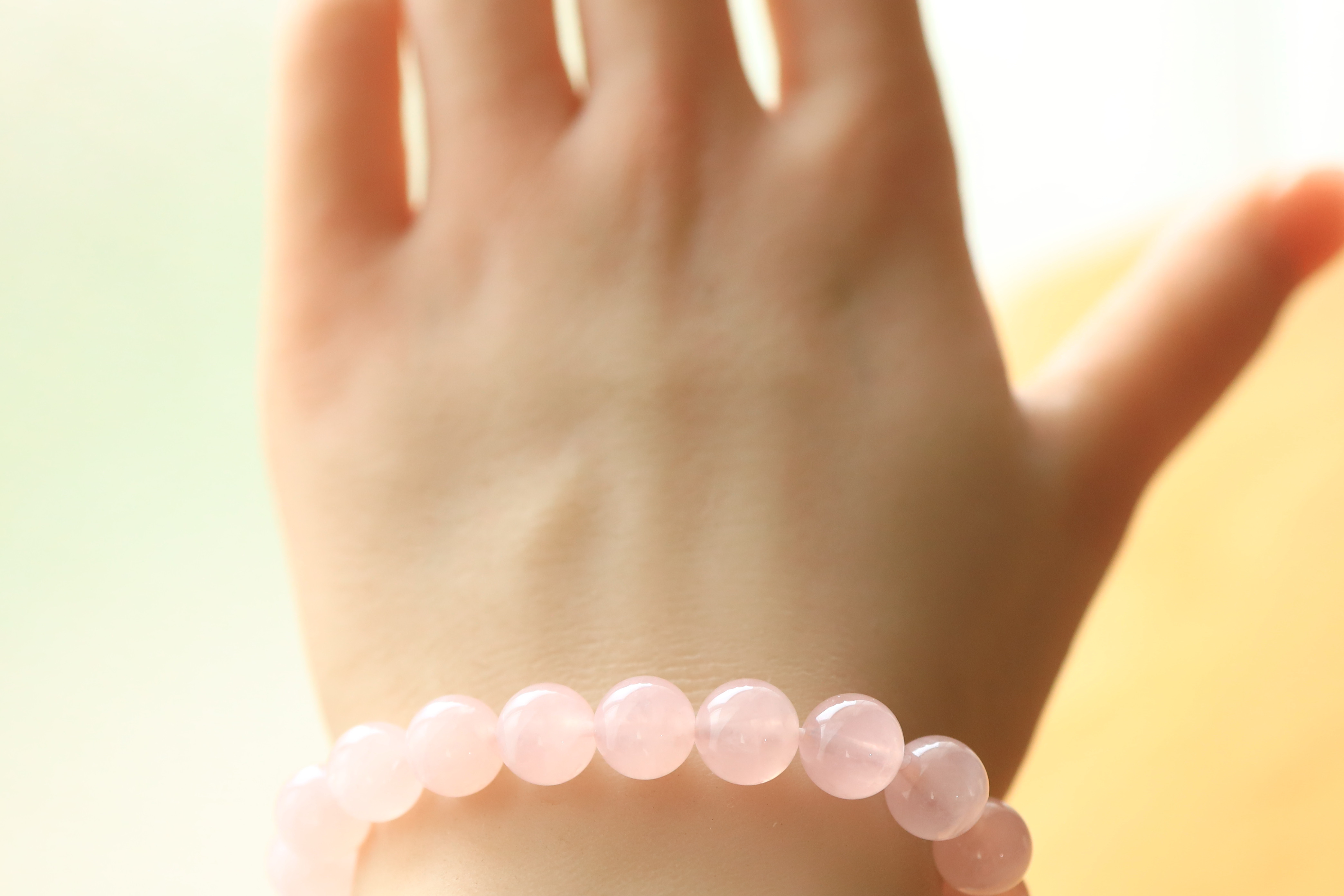 …☆プレミアムブレス☆宝石質：ミルキーローズクォーツ：約9ミリ☆天然石ブレスレット☆…