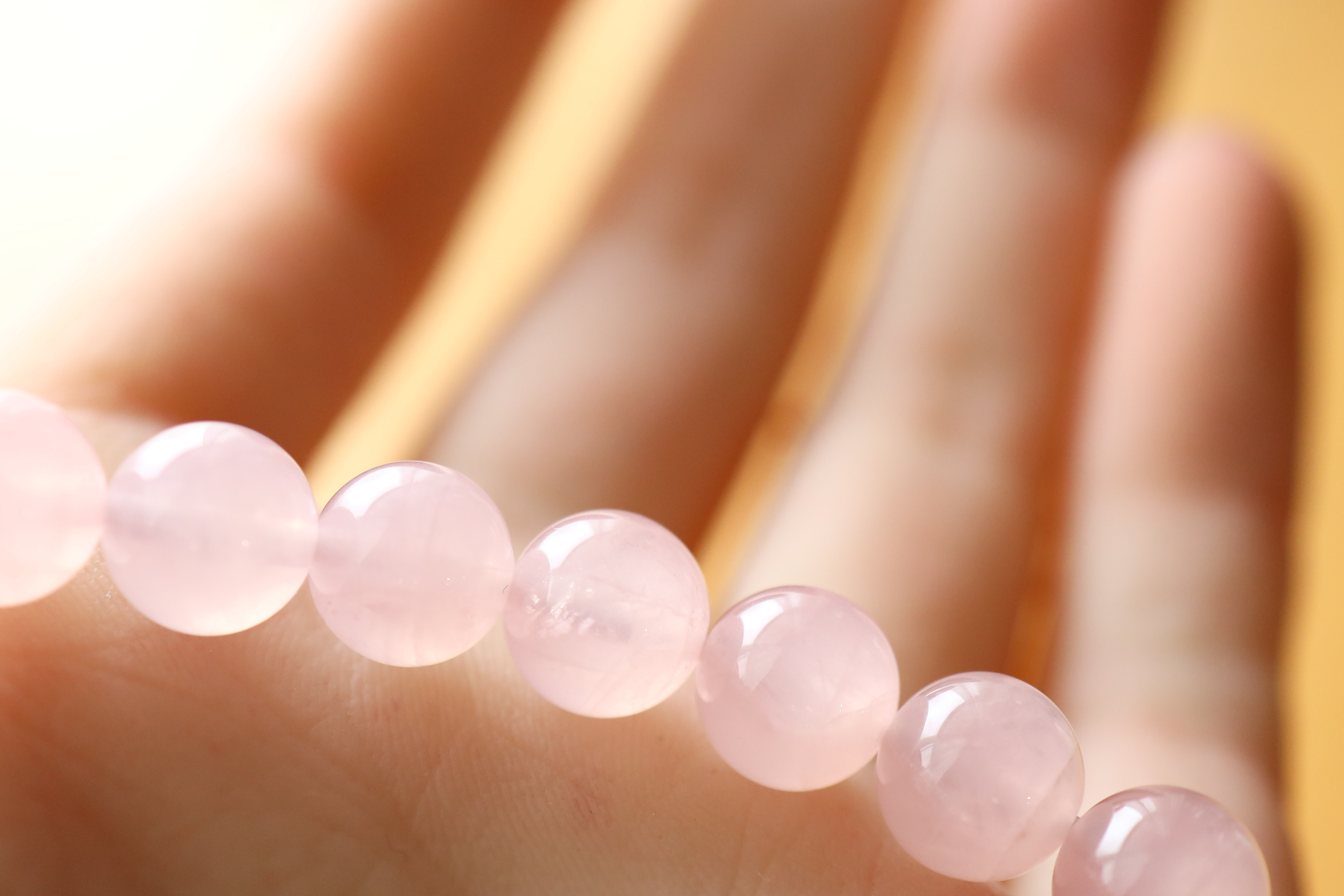 …☆プレミアムブレス☆宝石質：ミルキーローズクォーツ：約9ミリ☆天然石ブレスレット☆…