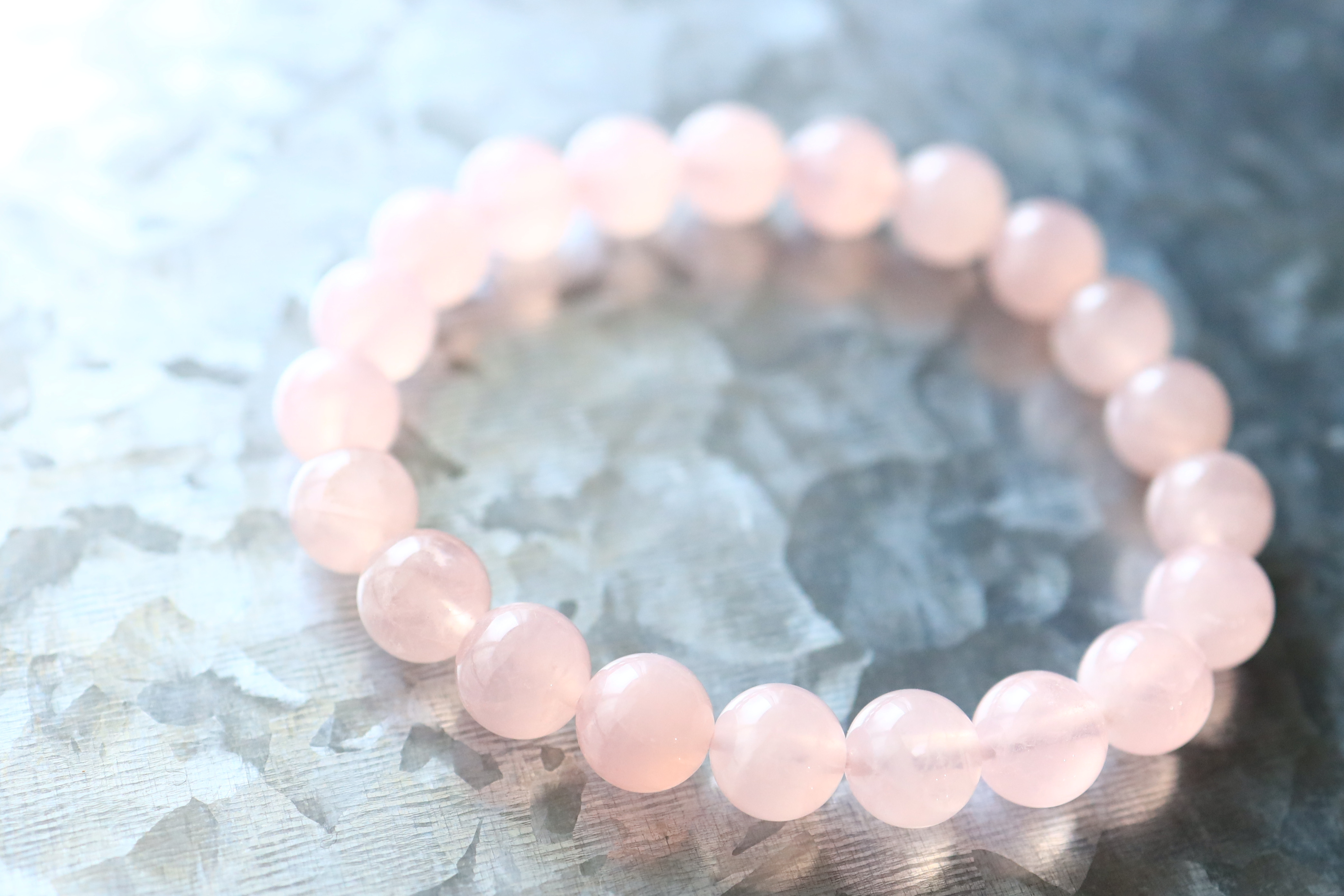 …☆プレミアムブレス☆宝石質：ミルキーローズクォーツ：約9ミリ☆天然石ブレスレット☆…