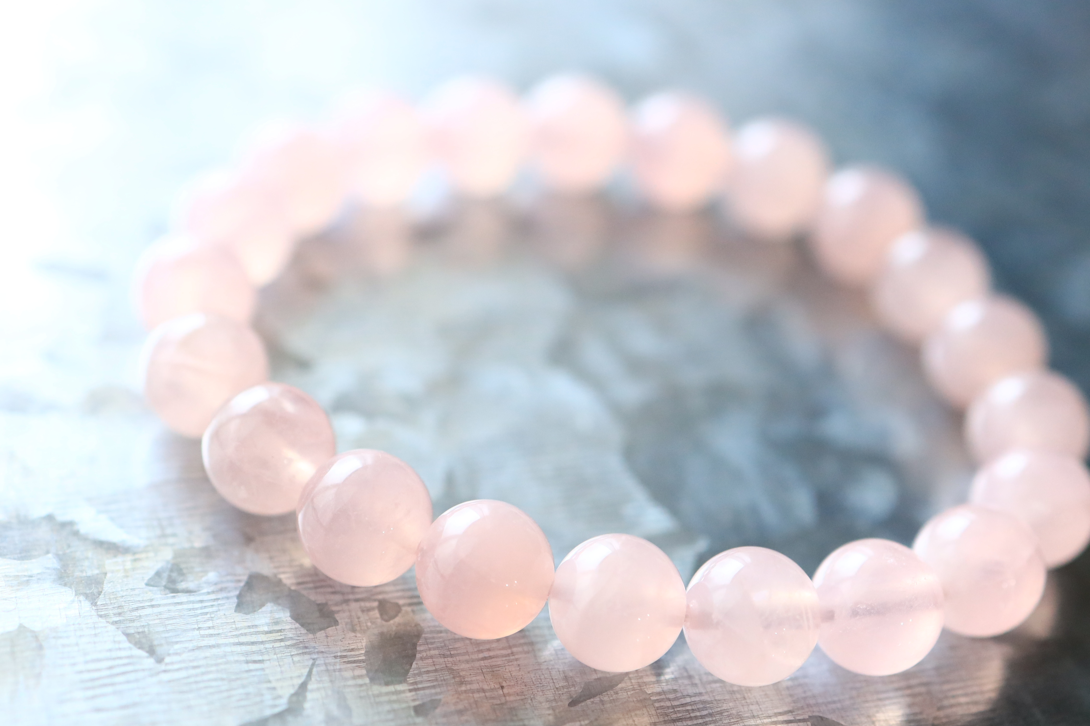 …☆プレミアムブレス☆宝石質：ミルキーローズクォーツ：約9ミリ☆天然石ブレスレット☆…