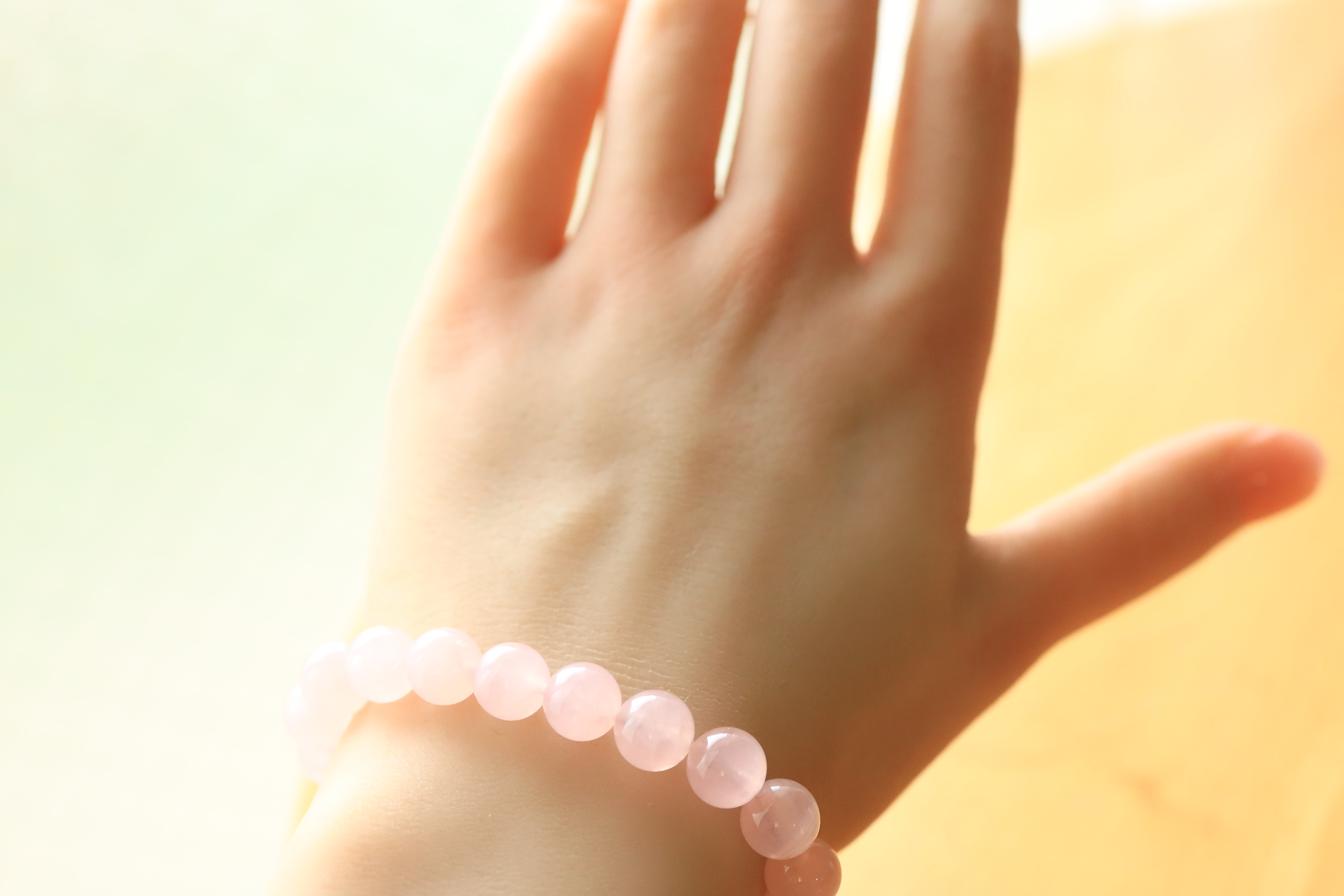 …☆プレミアムブレス☆宝石質：ミルキーローズクォーツ：約9ミリ☆天然石ブレスレット☆…