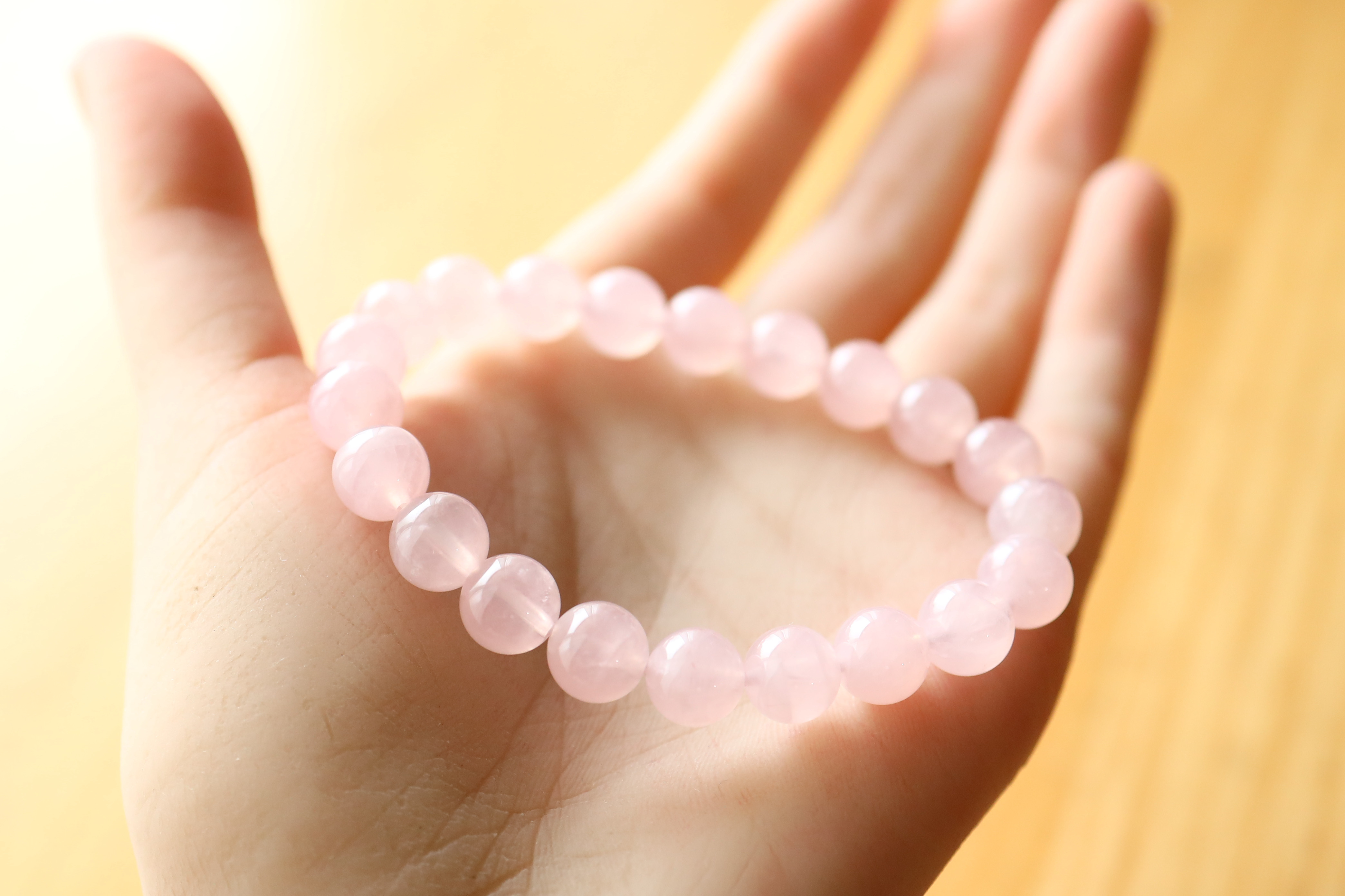 …☆プレミアムブレス☆宝石質：ミルキーローズクォーツ：約9ミリ☆天然石ブレスレット☆…