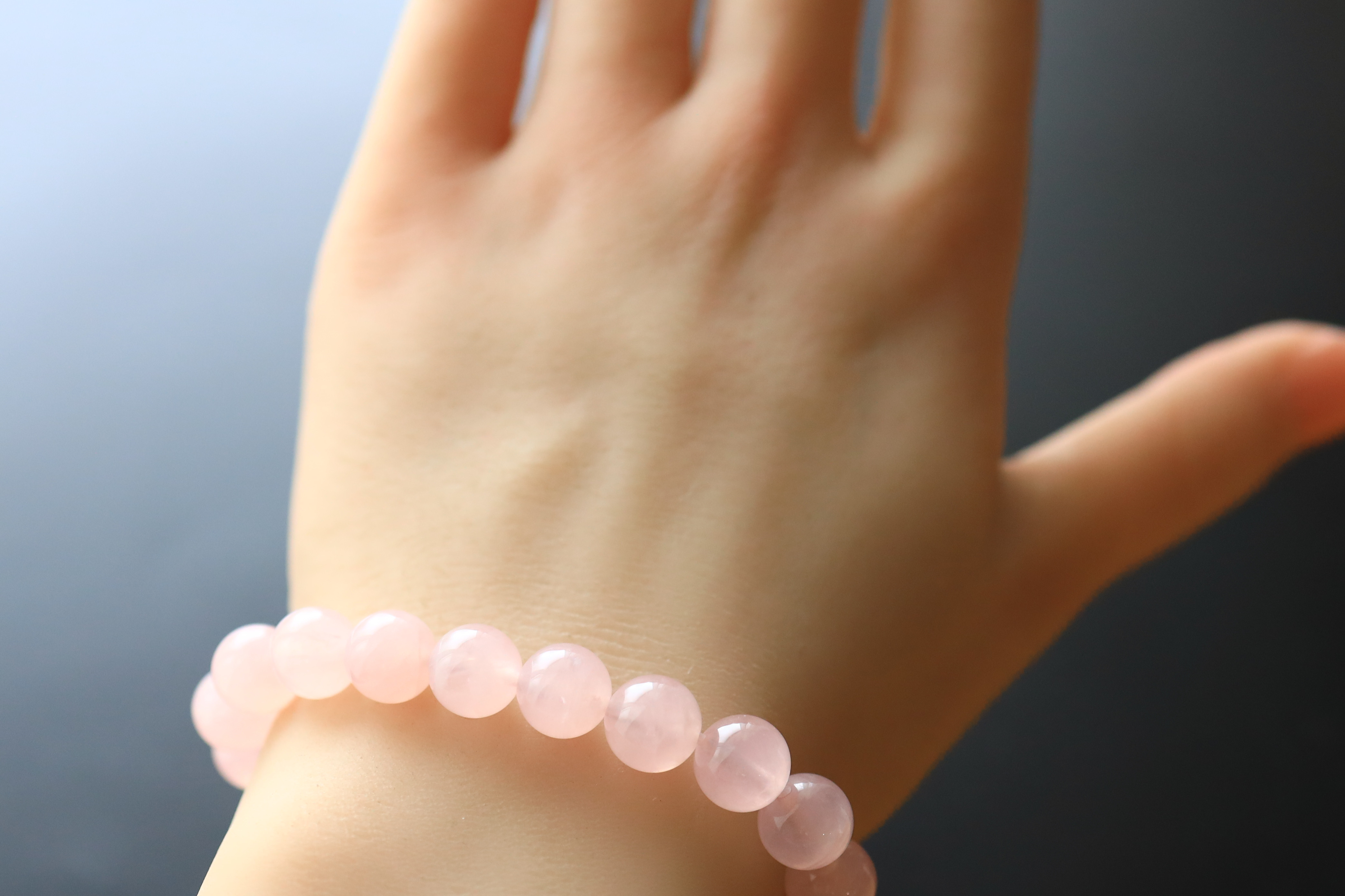 …☆プレミアムブレス☆宝石質：ミルキーローズクォーツ：約9ミリ☆天然石ブレスレット☆…