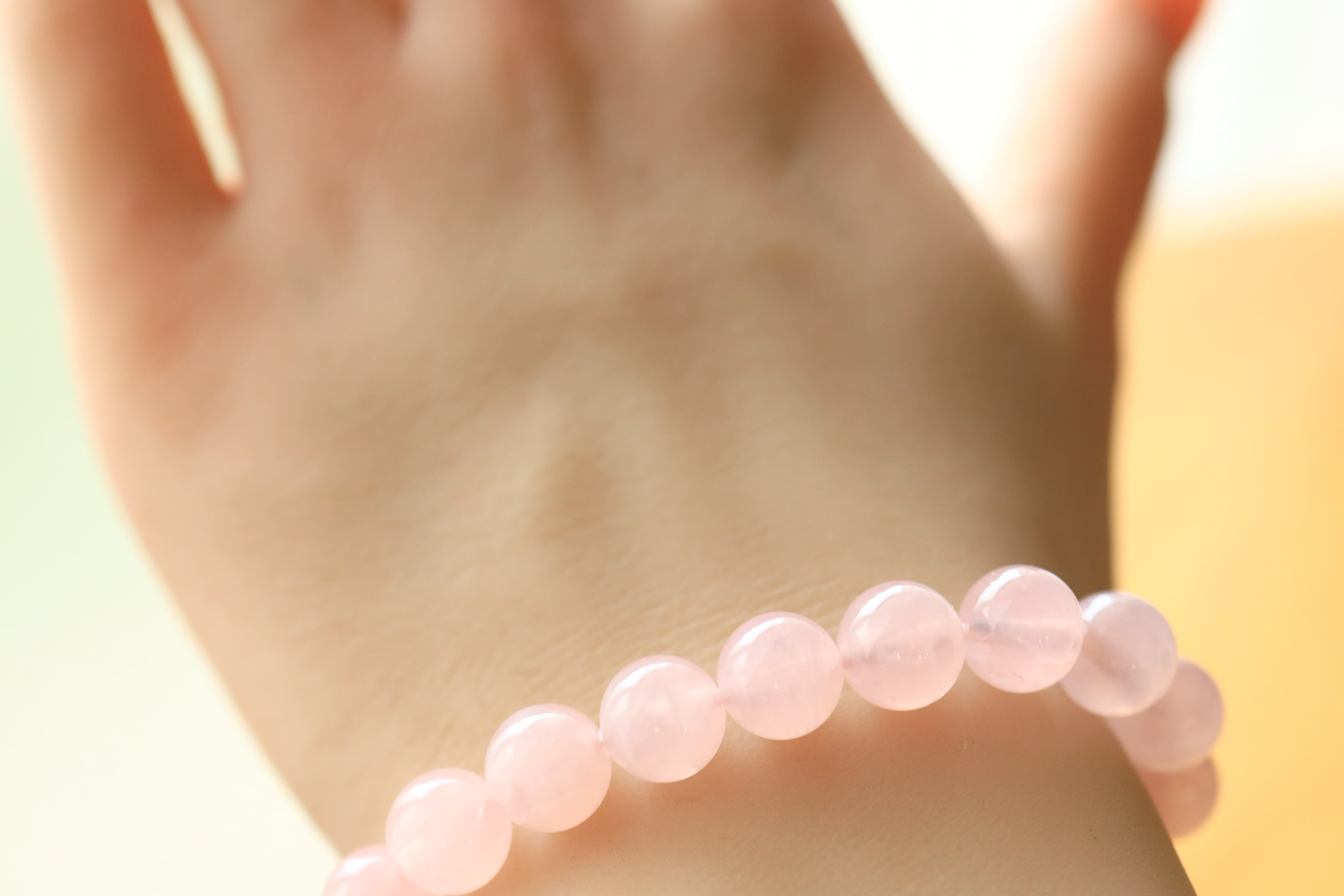 …☆プレミアムブレス☆宝石質：ミルキーローズクォーツ：約9ミリ☆天然石ブレスレット☆…