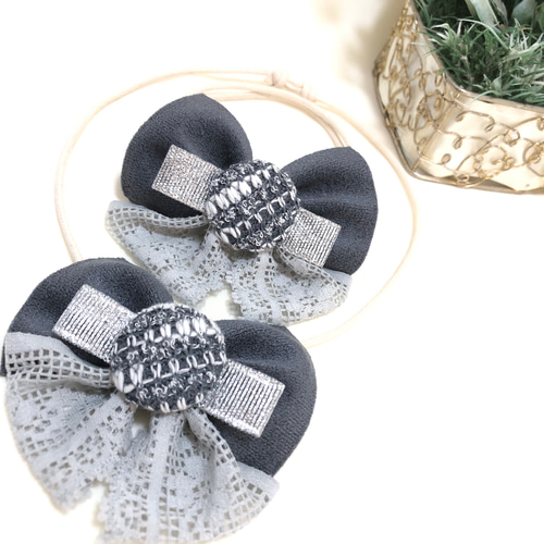 送料無料】❤️ツイードボタンリボン❤️業務用【20本】トリミング