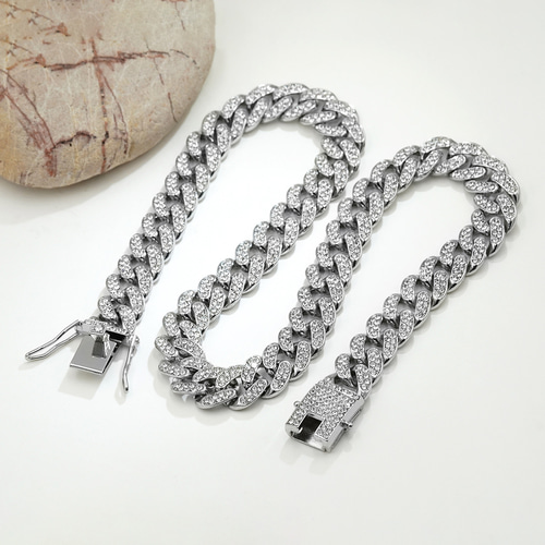 14mm アイスアウト キューバチェーンネックレス メンズ（A）（1週間