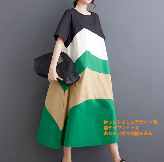 2025夏の新ゆったり新デザイン感おしゃれなキルティングカジュアルシンプルで甘い半袖ワンピース