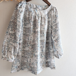 リバティ☆  LIBERTY　ヴェネツィア　　グレーブラウン 系 ヨークブラウスSＭL 2枚目の画像