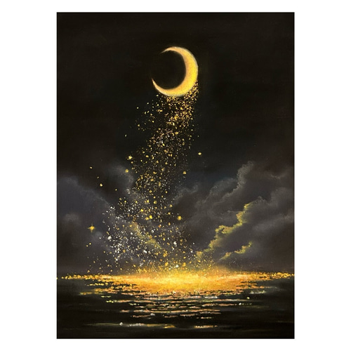 月と星の幻想的なパステル画 原画 絵画 megu 通販 19582400