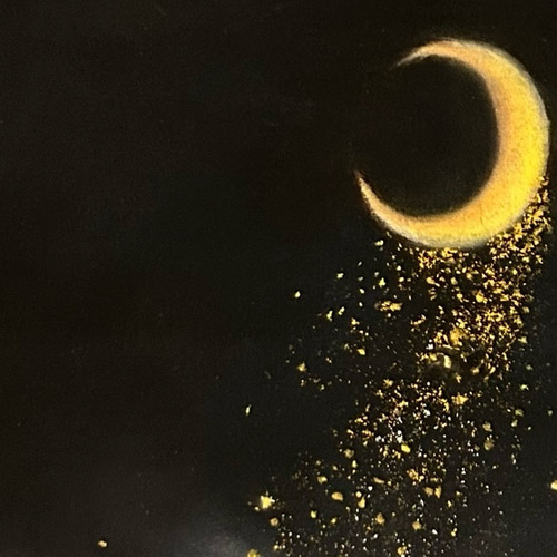 月の竪琴　ハンドメイドパステル画　絵画アート原画 月の竪琴 ハンドメイドパステル画 絵画アート原画 月の竪琴