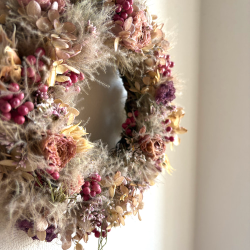 リース　スモークツリー　紫陽花 紫陽花とスモークツリーのリース | le petit bonheur
