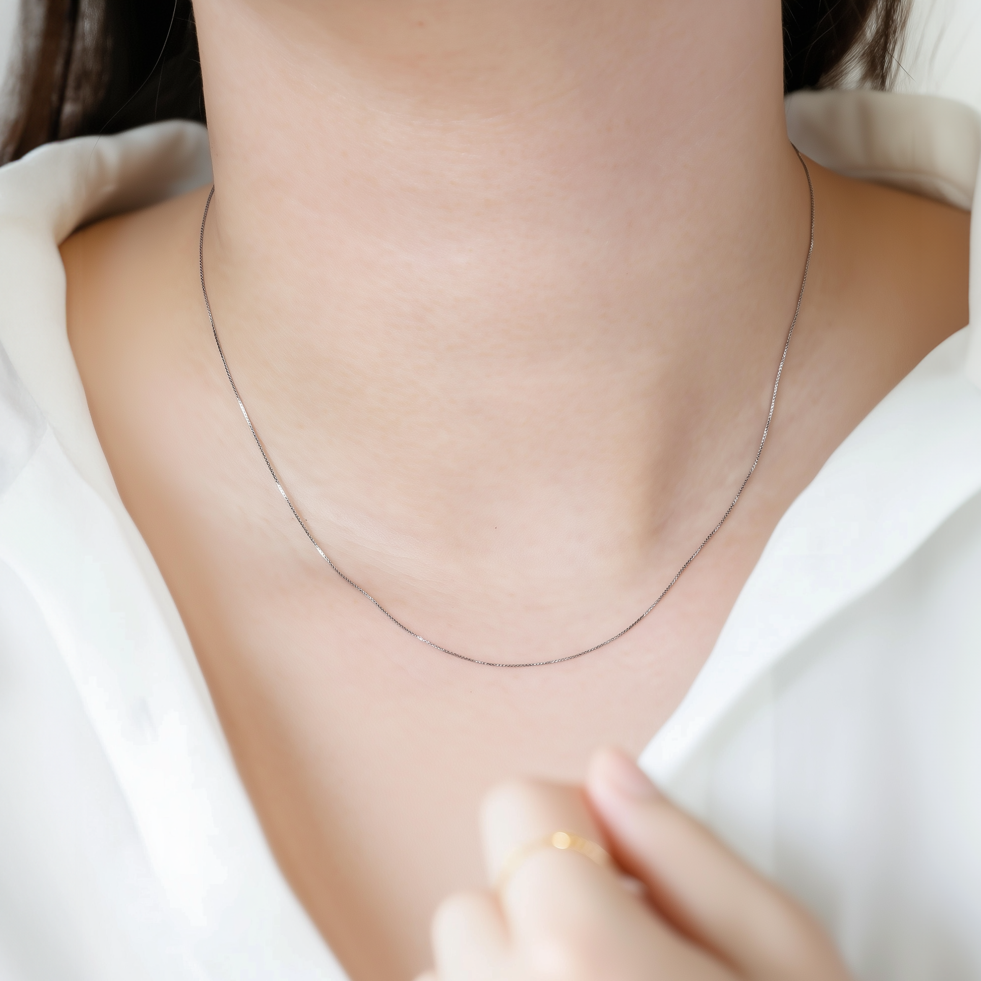 【再入荷】冬のおしゃれに♡Pt850 ベネチアンチェーンネックレス 45cm シンプル レディース 〈191〉