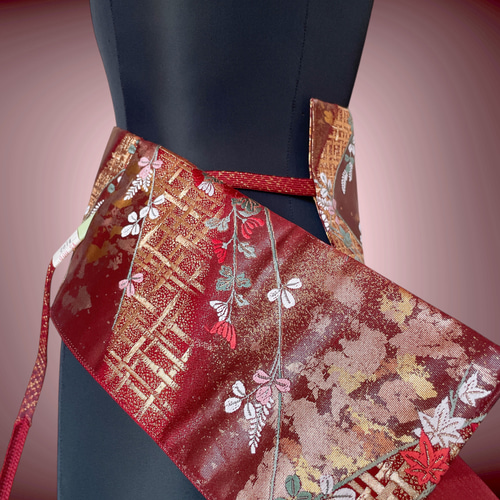 摺出し箔 サッシュベルト W55〜75cm 帯ベルト 着物リメイクJ70711 摺出し箔 サッシュベルト W55〜75cm 帯ベルト 着物リメイク