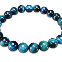 人気AA天然石マリンブルータイガーアイ約10mmブレスレット数珠