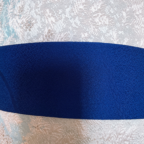 刺繍帯 白 ブルー サッシュベルト Ｗ55〜75 着物リメイク J70708 刺繍帯 白 ブルー サッシュベルト W55〜75cm着物リメイク