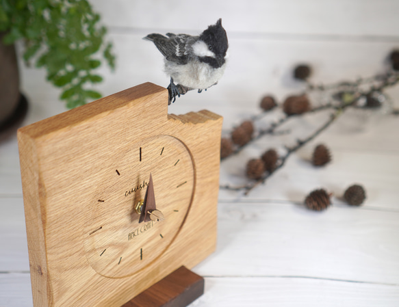 ＊野鳥＊羊毛フェルトヒガラの木の時計 3枚目の画像