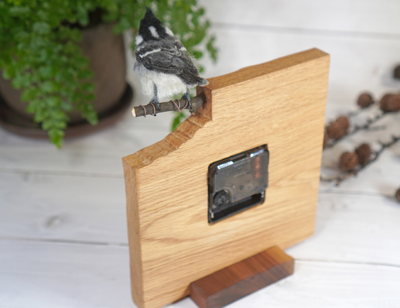 ＊野鳥＊羊毛フェルトヒガラの木の時計 5枚目の画像