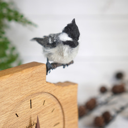 ＊野鳥＊羊毛フェルトヒガラの木の時計 2枚目の画像