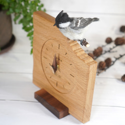＊野鳥＊羊毛フェルトヒガラの木の時計 6枚目の画像
