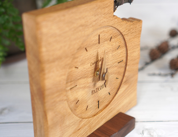 ＊野鳥＊羊毛フェルトニシオジロビタキ(オス)の木の時計 4枚目の画像