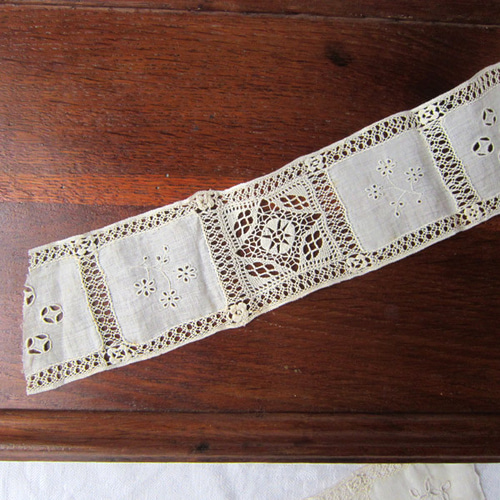 専用Dフランスアンティーク*モチーフレース*アンティークレース*手刺繍*モチーフ フランスアンティーク レース刺繍モチーフ麻45+18cm模様 レース