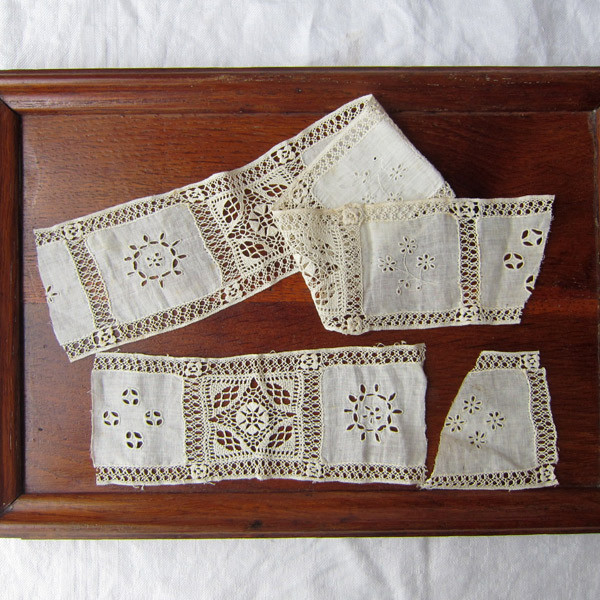 フランスアンティーク　刺繍ちょうちょレース フランスアンティーク,チュールレー,ス刺繍エクリュ,幅広,花モチーフ