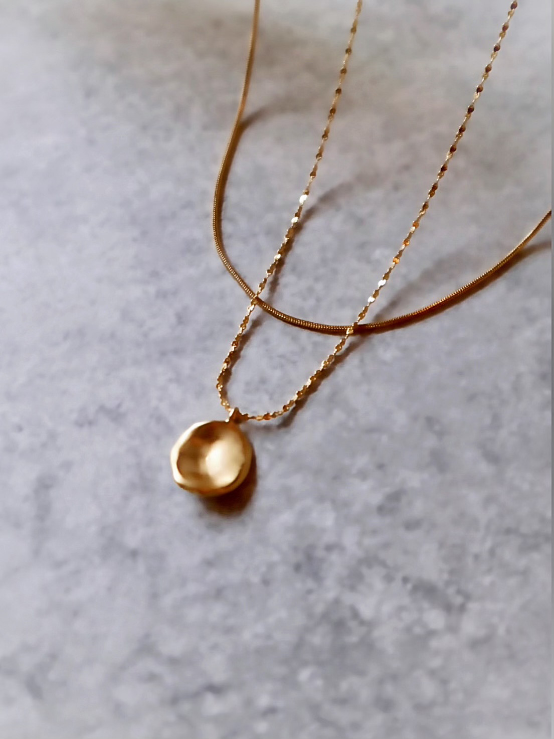 *coco vanilla* 【サージカルステンレス】コインネックレス２点SET 重ね付け GOLD