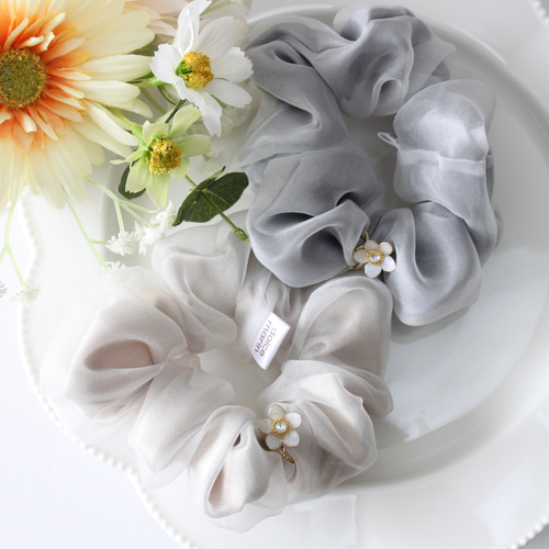 オーガンジー&サテン シュシュ チャーム付き ディップアート