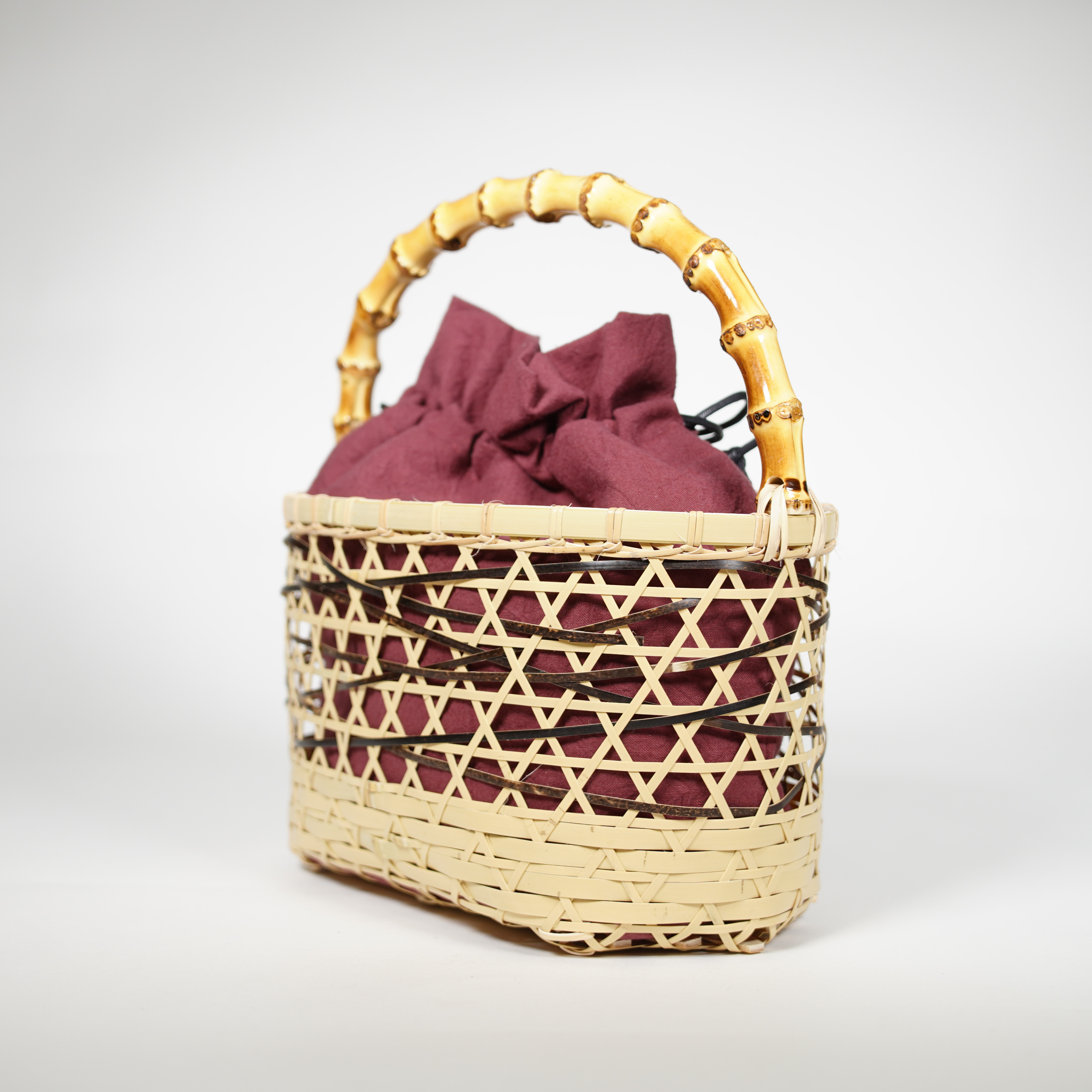 夏を楽しく竹おしゃれバッグ　一本手竹バッグ交織編み