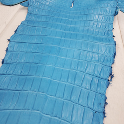 ワニ革  クロコ　半艶マット  スカイブルー No.C008603 16枚目の画像