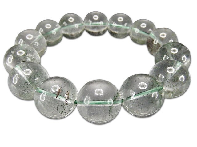 一点物逸品天然石ガーデンクォーツ約15mm強大玉ブレスレット数珠811-080RYZa