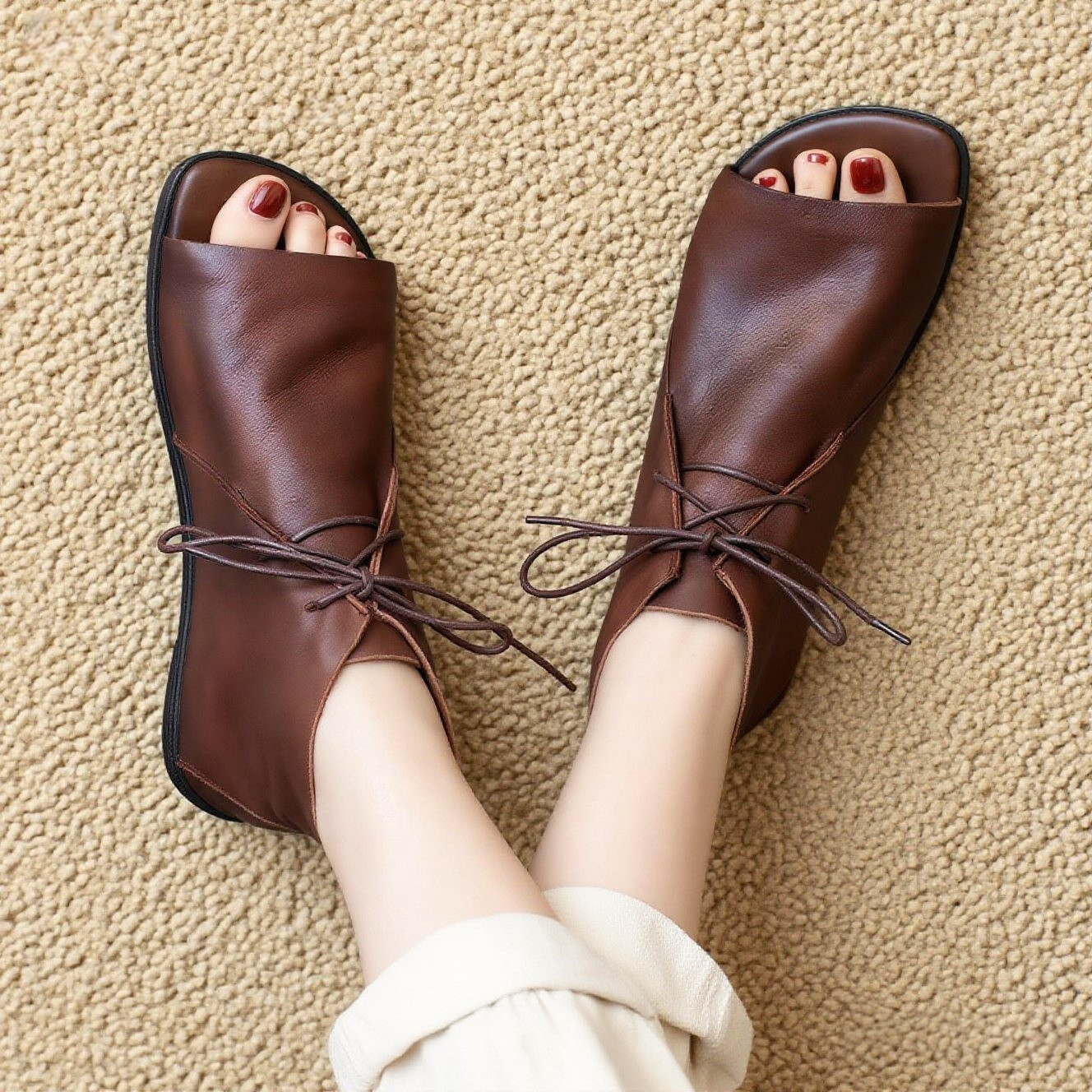 新作！|黒|茶|2色|レトロソフトソール ハイカット紐締め レディース靴