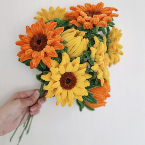 夏のインテリアに＊モールフラワー ひまわり 8本セット【日本の