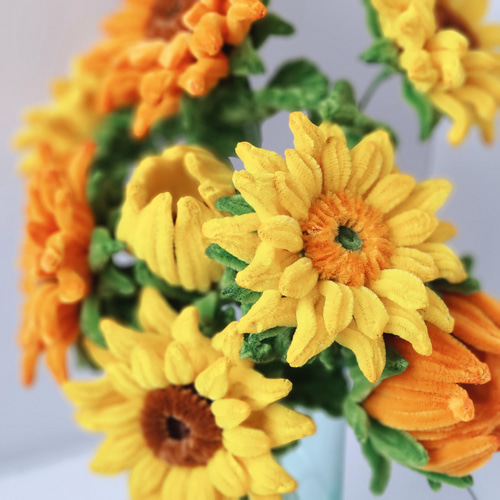 夏のインテリアに＊モールフラワー ひまわり 8本セット【日本の夏2025
