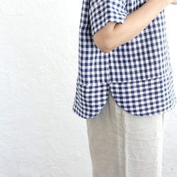 《数量限定》大人のTシャツに。リネンのワイドプルオーバーブラウス（ギンガムチェック）TP34. 10枚目の画像