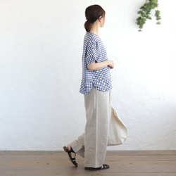 《数量限定》大人のTシャツに。リネンのワイドプルオーバーブラウス（ギンガムチェック）TP34. 7枚目の画像