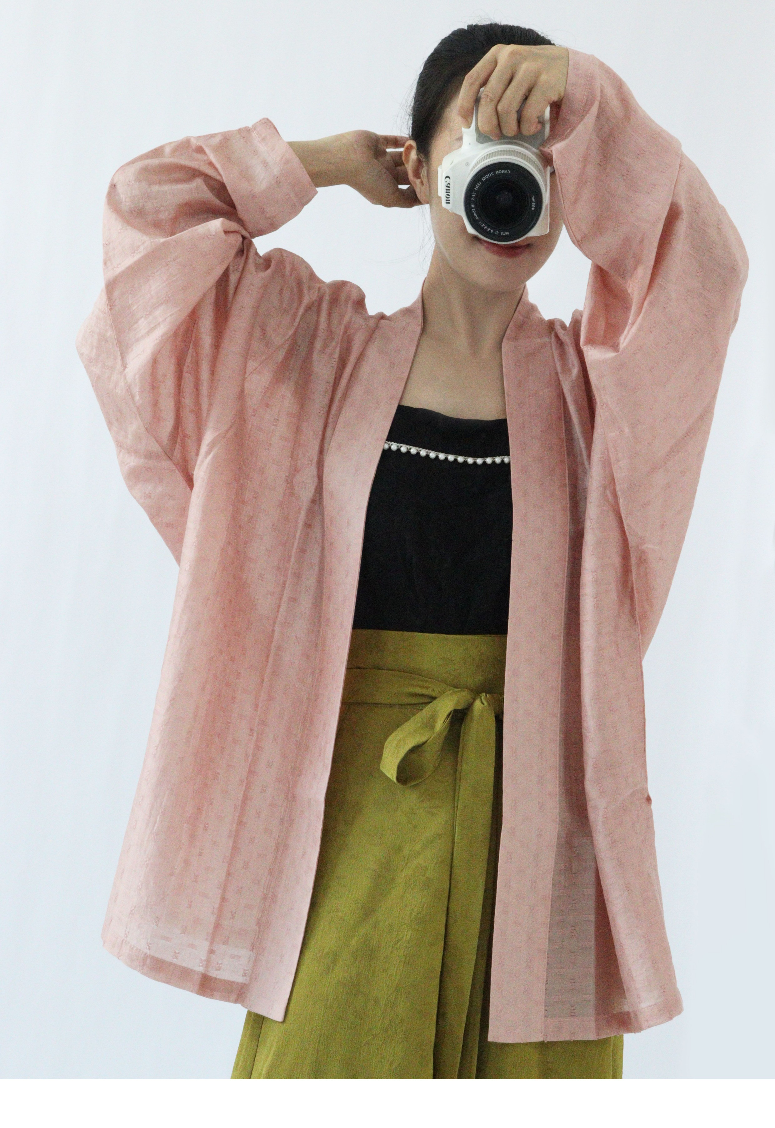 レディース長袖カーディガントップス 薄手ライトピンク UVカット羽織り