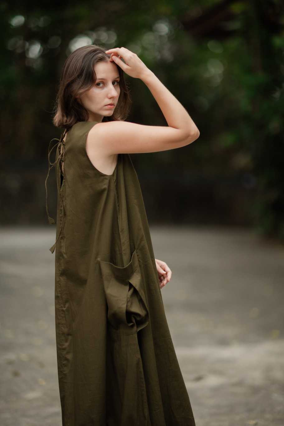 バックレースバルーンワンピース（80/80番手ファインコットン）