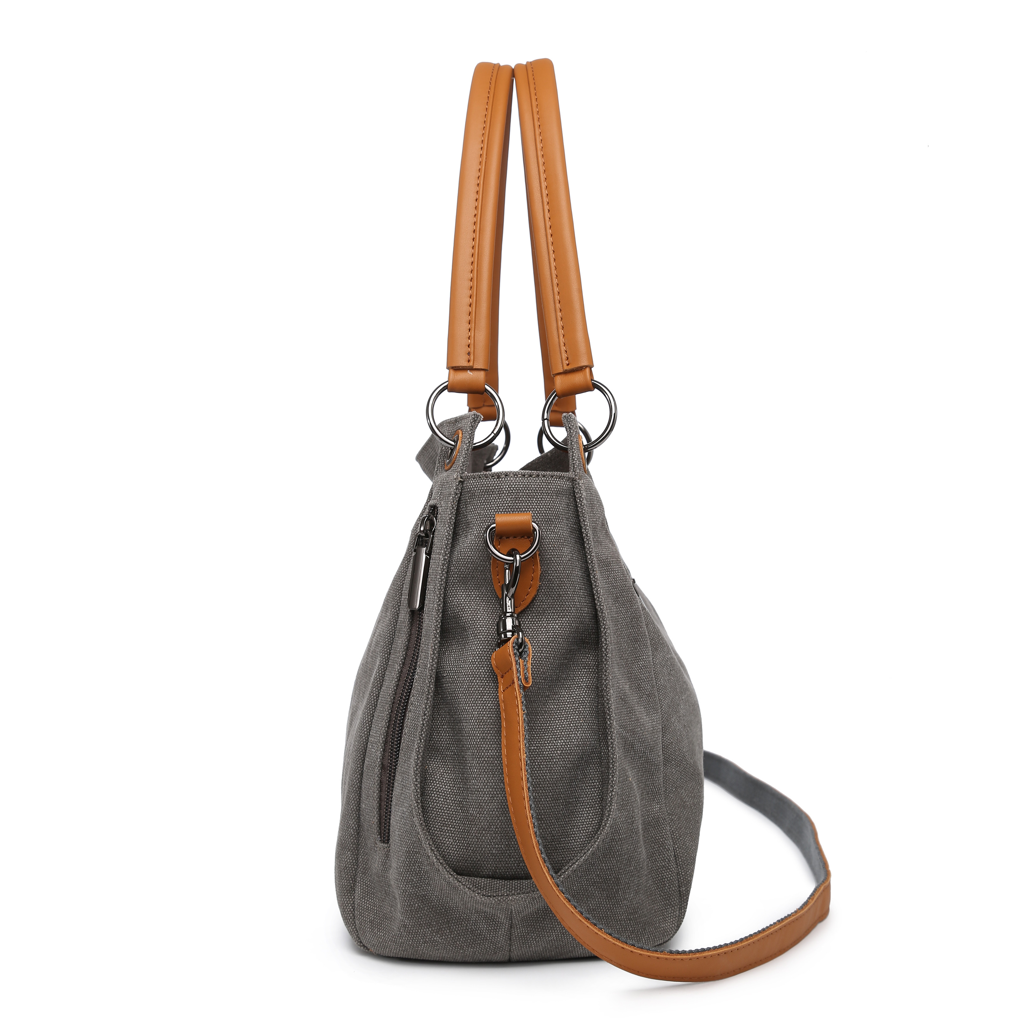 トートバッグ キャンバス 帆布×牛革 コンビ ショルダートートバッグ レディース バッグ 鞄 ショルダートート グレー