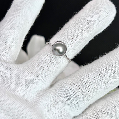 再販】黒真珠（ブラックパール） シルバー925 天然リング（指輪