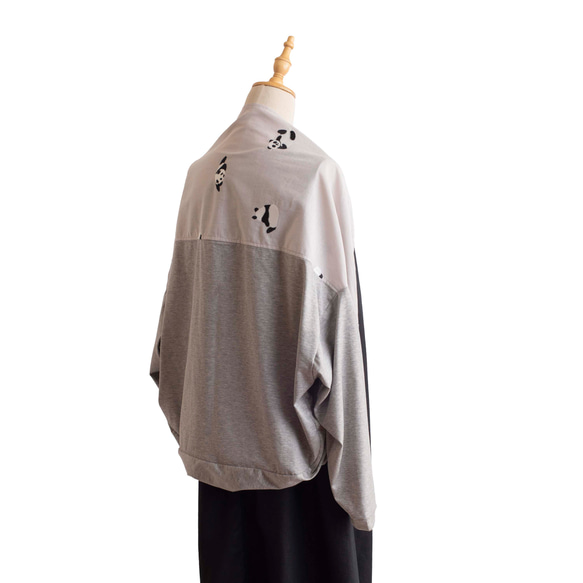 春夏秋【パンダのカーディガン】刺繍　ライトグレー　冷房対策　日焼け止め 3枚目の画像