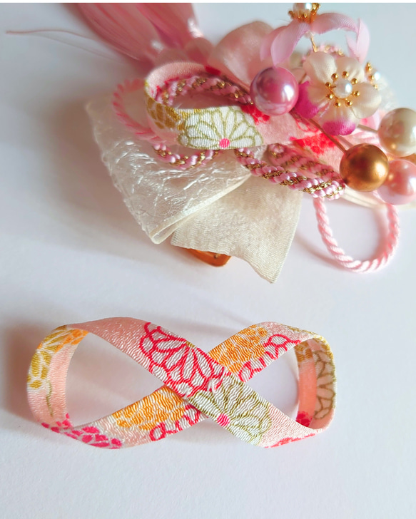 【桜と和紐の髪飾り】ダブルタッセル＊七五三や卒業式に＊ヘアクリップ 10枚目の画像