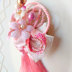 【桜と和紐の髪飾り】ダブルタッセル＊七五三や卒業式に＊ヘアクリップ 3枚目の画像