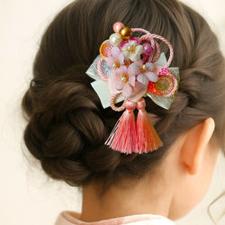 【桜と和紐の髪飾り】ダブルタッセル＊七五三や卒業式に＊ヘアクリップ 12枚目の画像